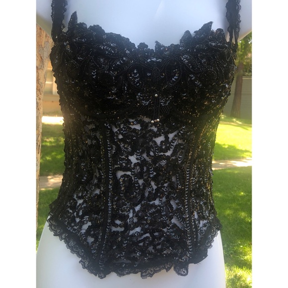 Tops - 📌Black sequin-beads corst /bustiers top